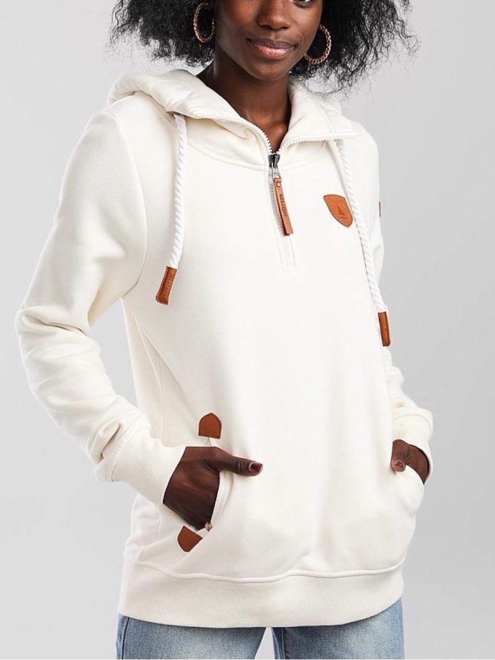 Wanakome Artemis Hooded Sweatshirt in the color Oatmeal, from The Buckle, Med